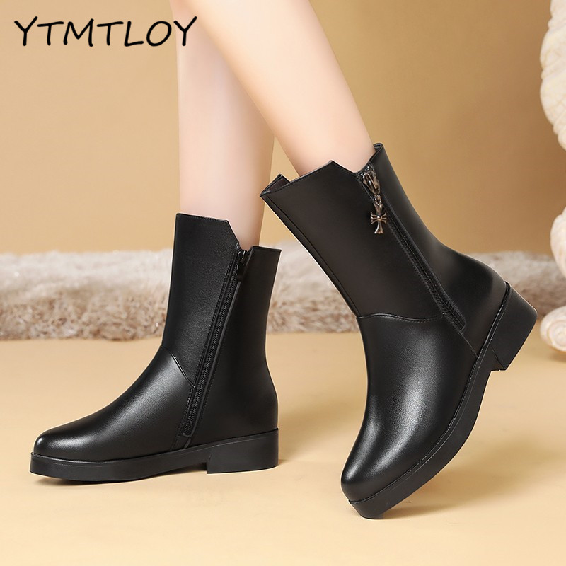 Botas de mujer otoño invierno cálido zapatos de felpa y piel Mujer invierno botas mujeres botas Shose mujeres botas de