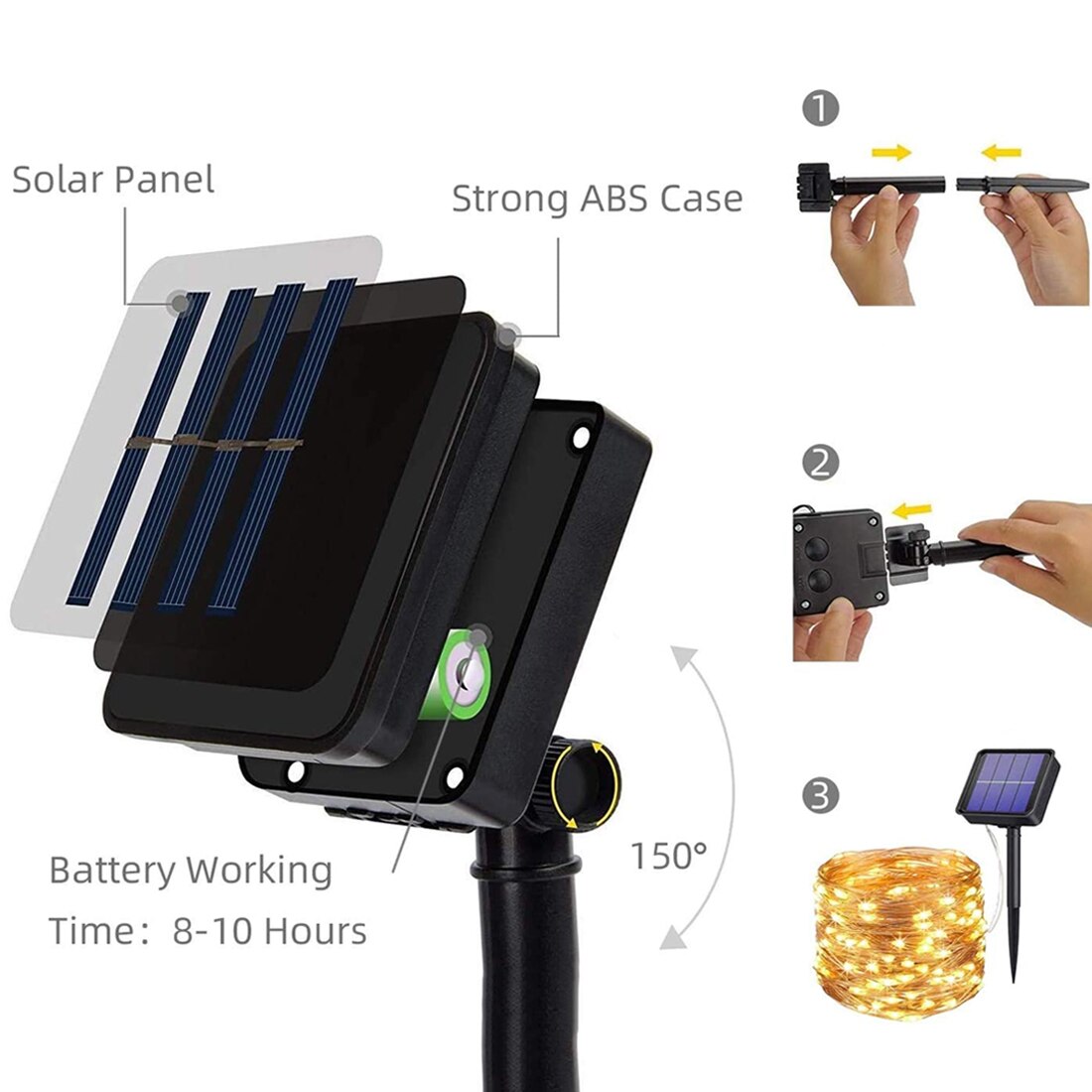 Extérieur 10M 20M lampe solaire LED chaîne fée lumières Flash 100/200led s étanche pour noël jardin Yard fête décoration