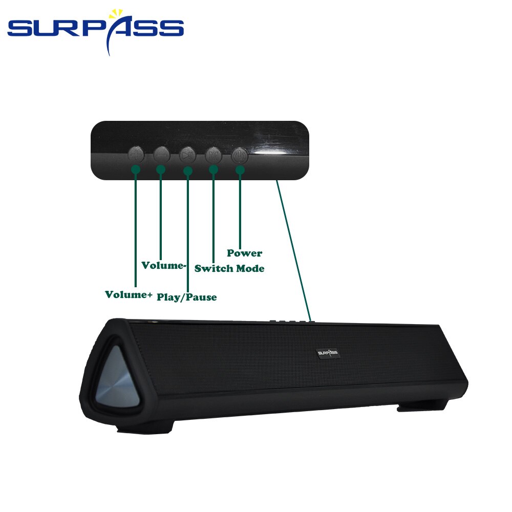 Wandmontage Soundbar Blue-Tooth 5.0 Speaker Aux 3.5Mm 3D Surround Subwoofer Audio Afstandsbediening Home Theater Tv geluid Bar