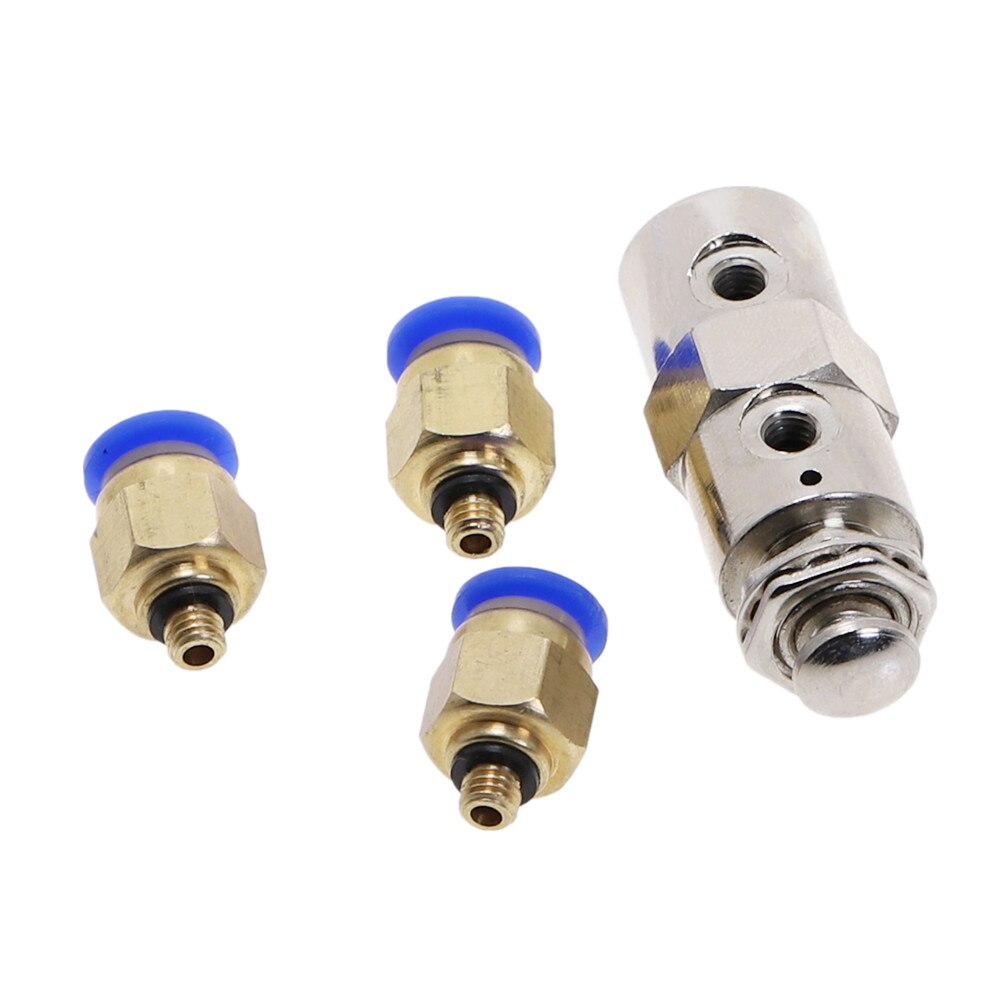 Exhaust valve 2 Position 5 Way ON/OFF M5 Thread Push button Switch TV-4P Air Pneumatic Mechanical Valve w Fiittings