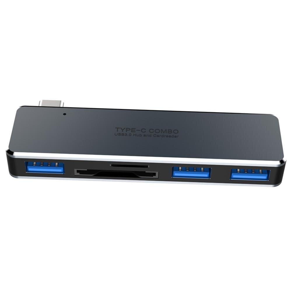 Hoge Snelheid 3 Usb 3.0 Poorten Usb C Adapter Multi Type-C Hub Met Tf Momory Card Slot Ondersteunen tf/Sd-kaart Binnen 256Gb