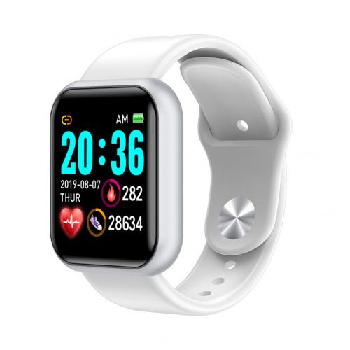 Y68 vandtæt puls blodtryksmåler smart armbånd til ios android: Sølvhvid