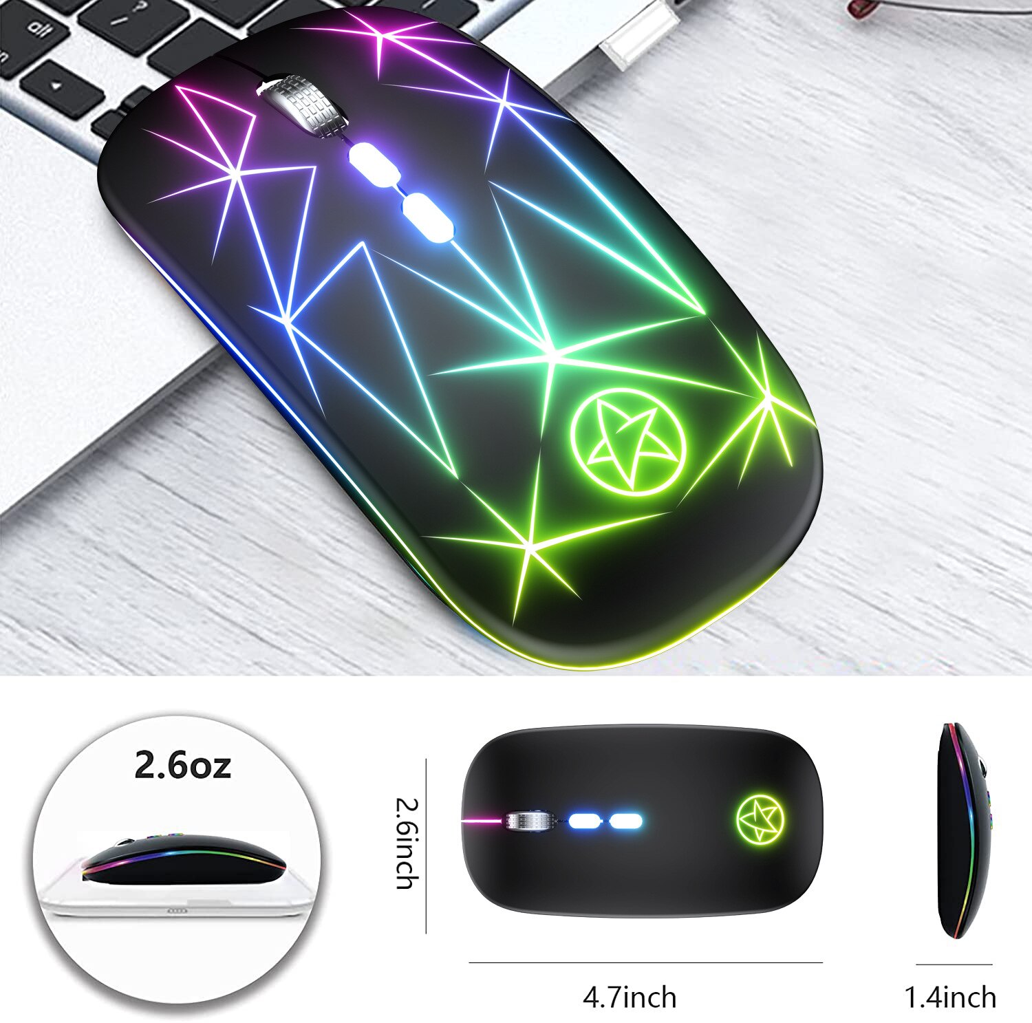 Rultra-Dunne Gb Draadloze Muis Usb Computer Muis Stille Ergonomische Mause Gamer Oplaadbare Led Gaming Muizen Voor Pc Laptop