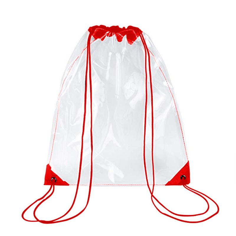 Transparent Drawstring Backpack School Tote Gym Bag Sport Pack: 3TT900886-R