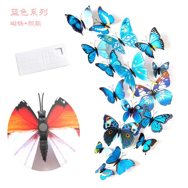 12PCS/Lot Garden Colourful Butterfly Decorative Stakes Wind Spinners Garden Decorations Simulation Butterfly: MULTI