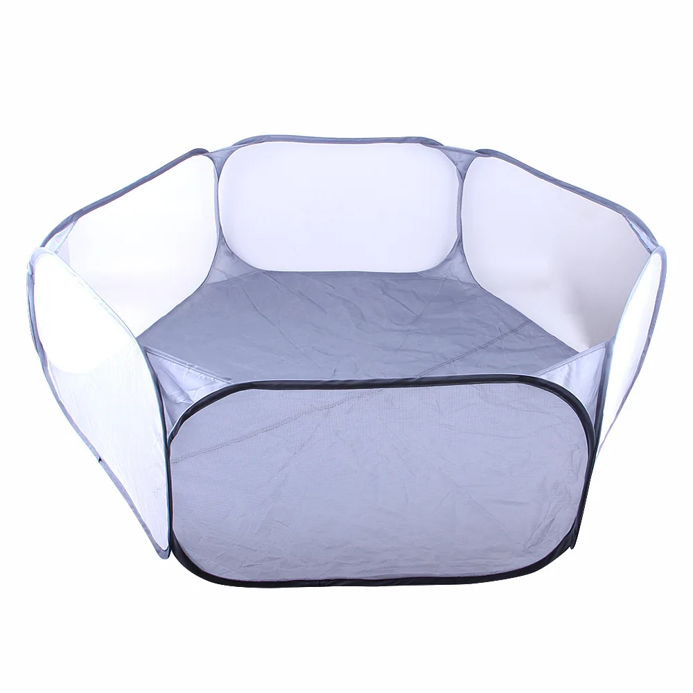 Foldable Hexagon Pet Fence Pet Fence Tent Rabbit Cage Hamster Guinea Pig Ferret Accessories: GRAY