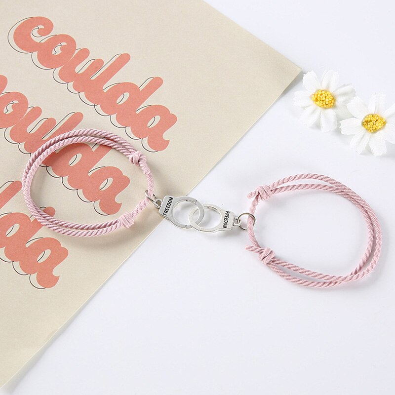 Pulsera de pareja astronauta pequeña banda de Goma para enviar novia novio imán piedra brazalete con cascabel nudo de la cuerda de la joyería: 2