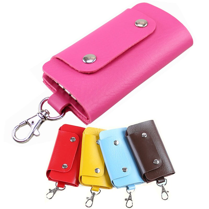 Key Wallet Purse Cheap Candy Colors Women Men's Pu Leather Pocket Keys Organizer Holder Pouch Case Bag for Car