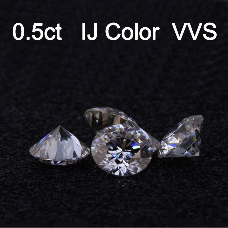 Loose Gemstones Moissanite IJ Color 0.5ct 0.5 Carat 5mm Clarity VVS Round Jewelry Bracelet Diamond Ring Material Loose Stones