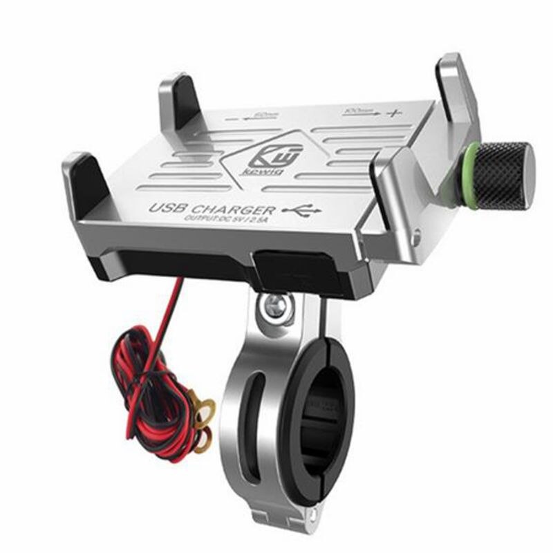 Motorfiets Telefoon Houder Usb Fast Charger Opladen Moto Bike Bracket Mount Stuur Voor Cafe Racer Cruiser Chopper: Zilver
