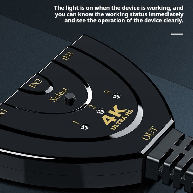 HDMI Switcher 3-Input and 1-Output Cable Seperater 4K HD Converter for Set-Top Box/Connection Display/TV