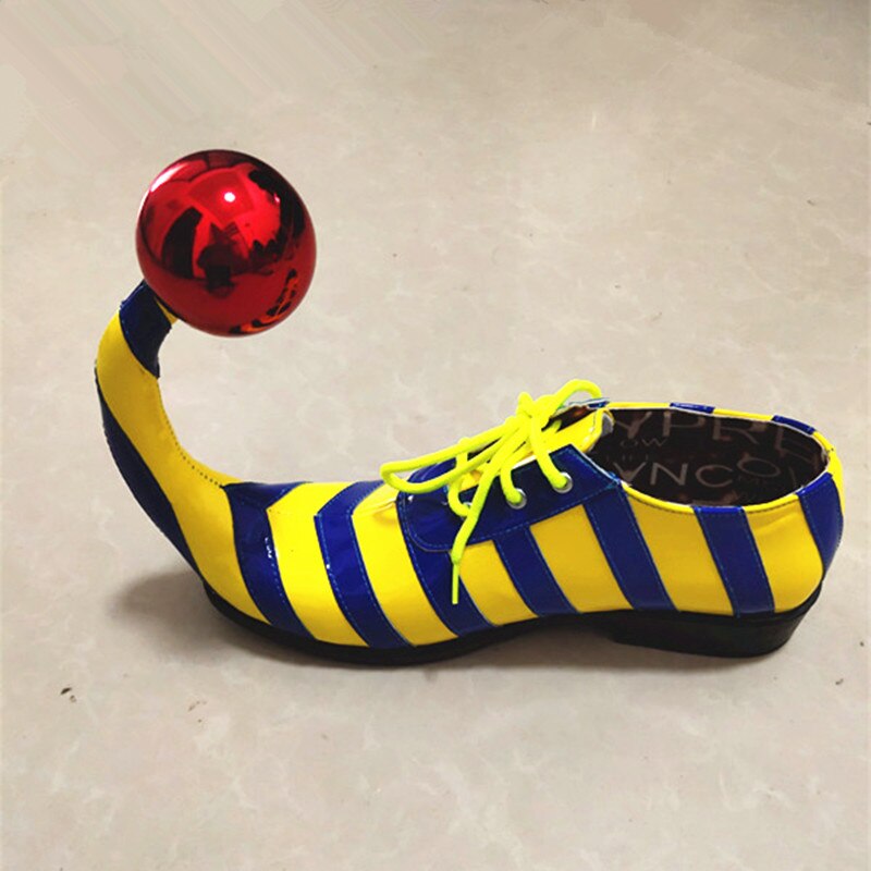 Streep Clown Schoenen Volwassen Mannen Cocked Grappige Schoenen Clown Make Joker Accessoires Masquerade Party Halloween Carnaval Cosplay