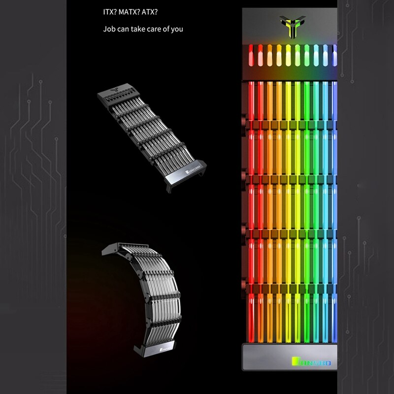 JONSBO PSU Extension Cable RGB Trunking Cover Rainbow Bridge for 24Pin ATX Cable MOD Symphony Line, 5V Rainbow RGB M/B SYNC CNIM