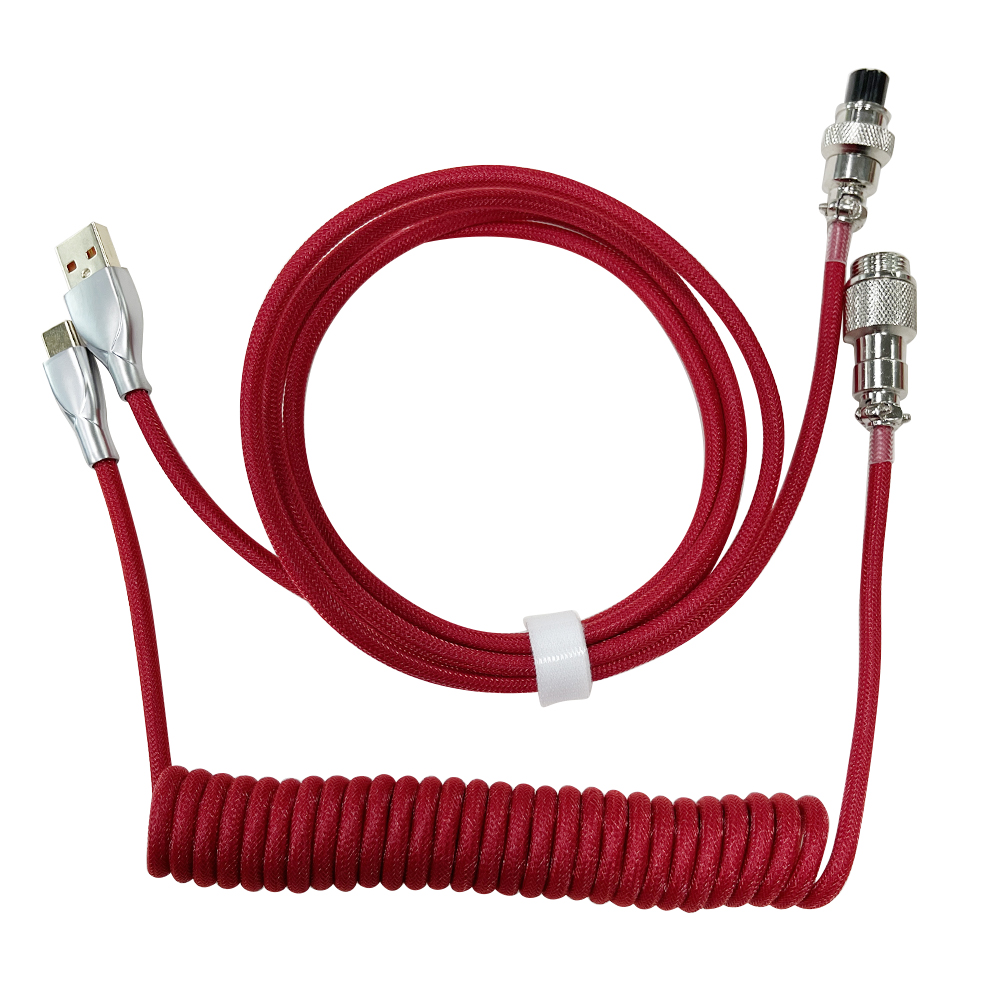 Coiling Mechanical Keyboard Coiled Aviator Wire Type-C USB Keyboard Type C USB Cable Mechanical Keyboard Aviation Connector: Red
