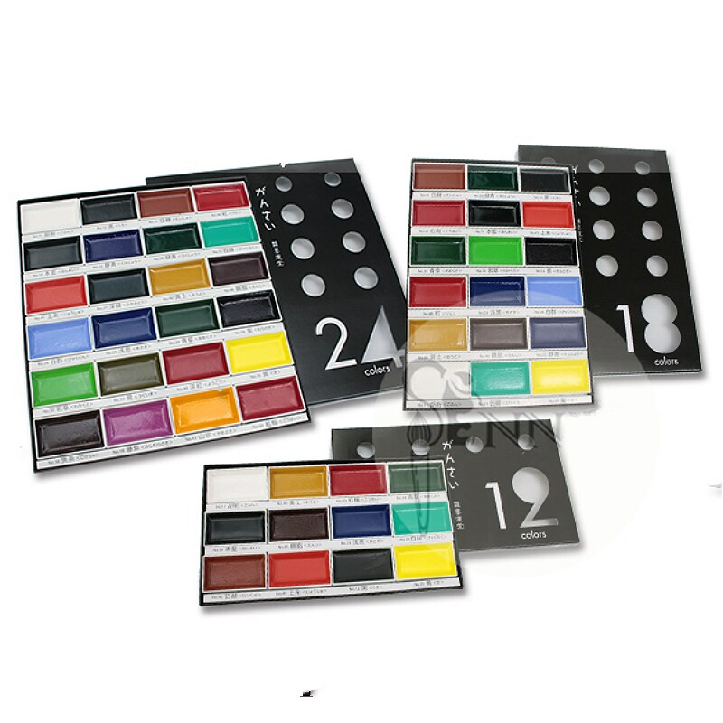 Japanse 12/18- kleurige traditionele chinese verf, effen waterverf, parelmoer lichte kleur voor tekengereedschap