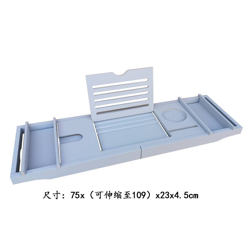 Bamboo Bathtub Tray Bathroom Shelf Accessories Extendable Bath Tray Adjustable Wine Rack Tablet Book Organizer Serving Tray: Rack grey Double Box