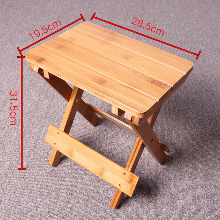 Bamboo Folding Stool for Shaving Shower Foot Rest, Outdoor Fishing Stool Folding Shower Seat, Fully Assembled 31.5cm Height