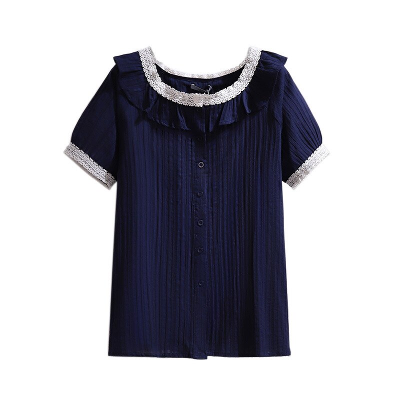 Ladies Summer Plus Size Tops For Women Large Blouse Short Sleeve Loose Casual Lace Cotton Button Shirt 4XL 5XL 6XL 7XL