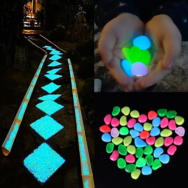 Pierres de jardin à lueur sombre, lot de 25 ou 50, roches à mettre dans les allées, chemin et patio et même la pelouse, décor lumineux pour la cour