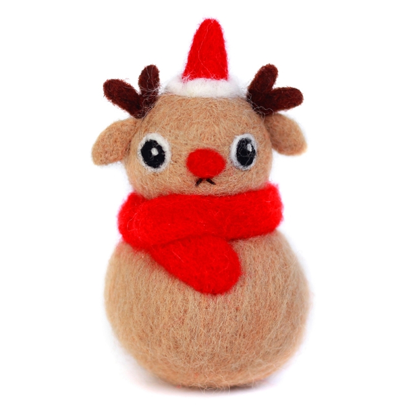 Kerst Naaldvilten Kit Voor Beginner Kerst Vilten Wol Set Sneeuwpop Ambachtelijke Kits Kerstcadeau Wolvilt Engels Handleiding: Christmas Deer