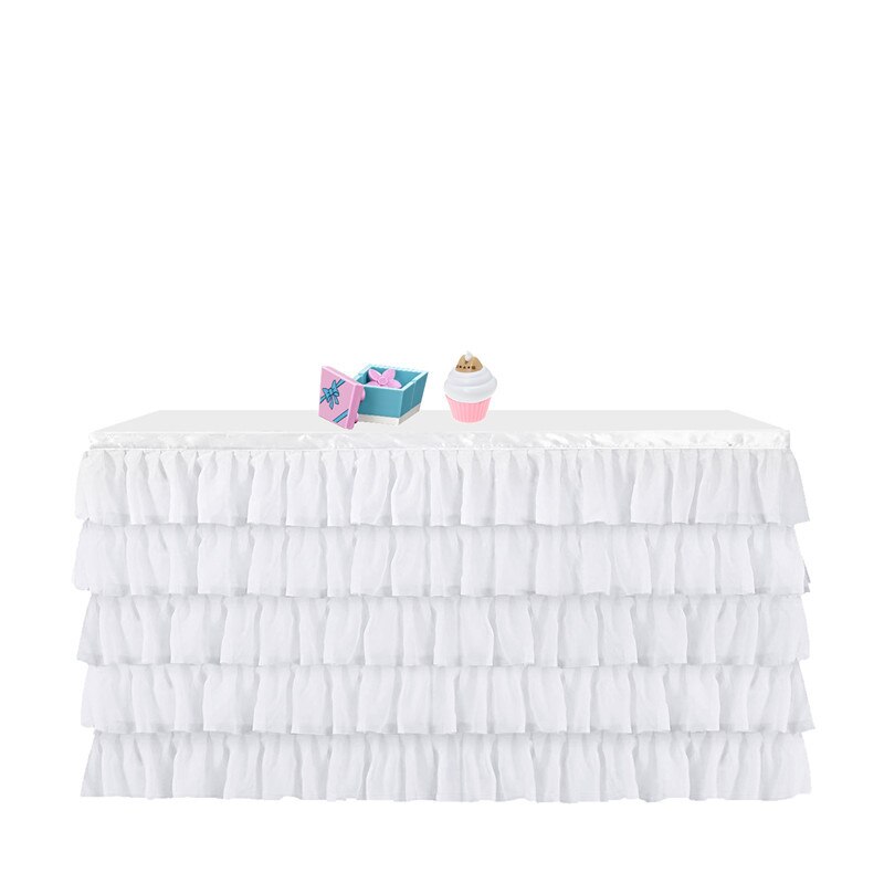5 schicht Tisch Felsen für Heimat Party Geschirr Tisch Dekoration Ballettröckchen Tüll Bunte Tabelle Felsen für Hochzeit Baby Dusche: 14FT  4.27mx0.77m / Weiß