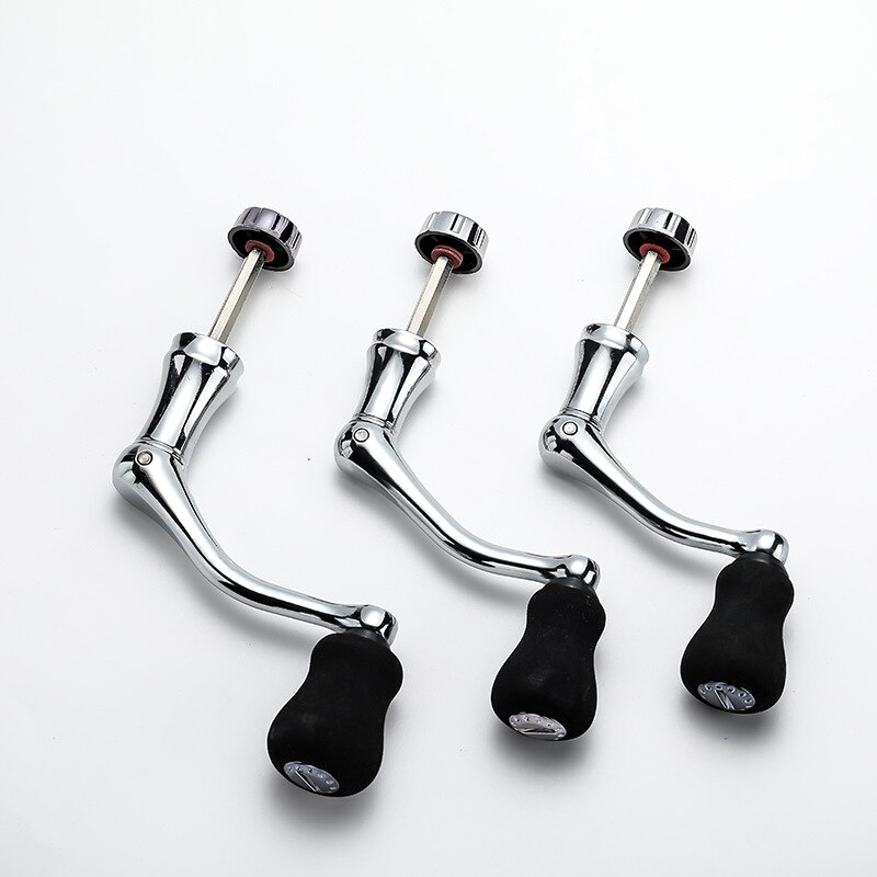 Spinning Reel Handle Metal Fishing Spinning Reel Crank Handle Replacement Part with Plastic Rotatable Grip Knob