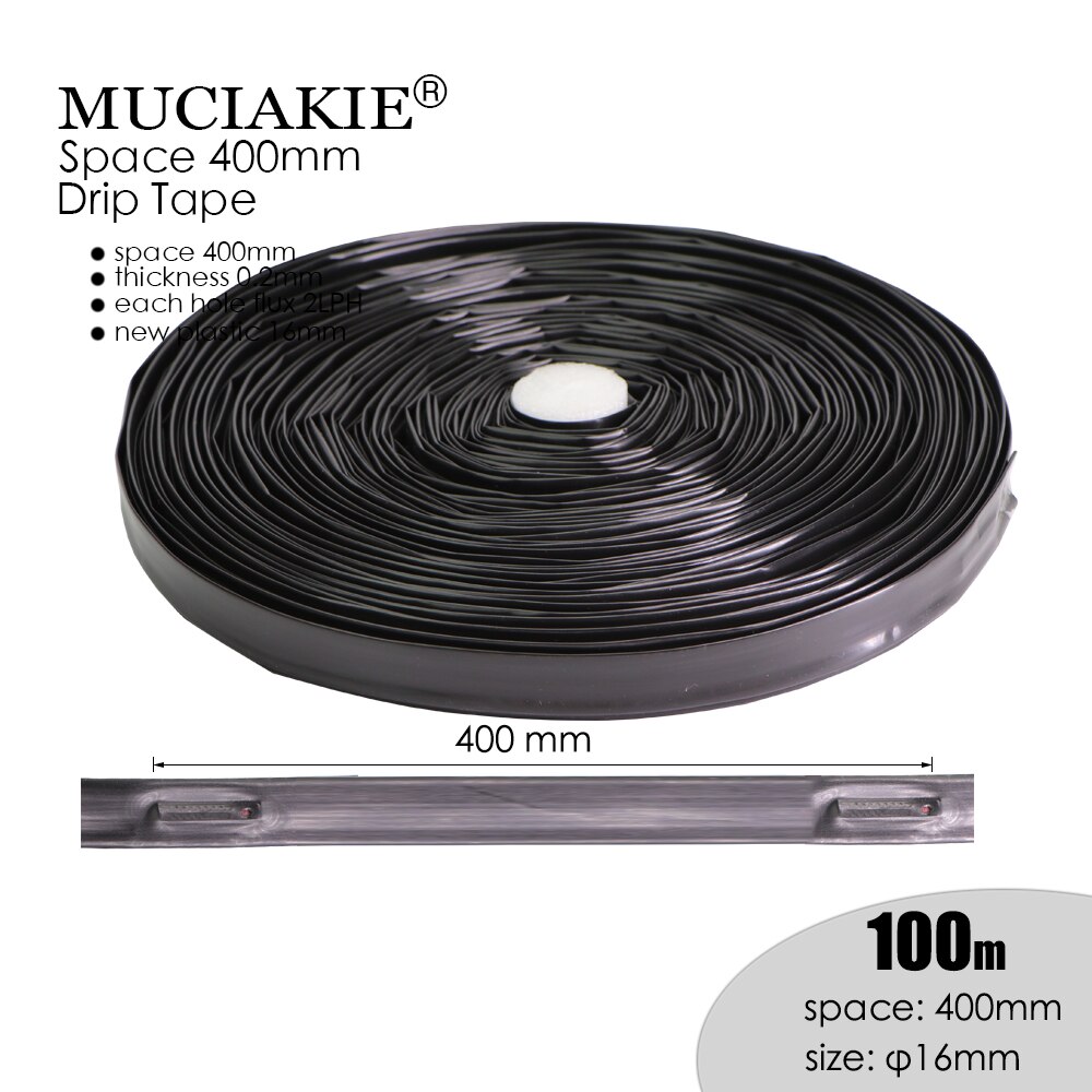 Muciakie 100/50M Ruimte 400 Mm Landbouw Druppelirrigatie Tape 16 Mm Drip Tape Kas Bevloeiing Soacker slang: 100m space 400mm
