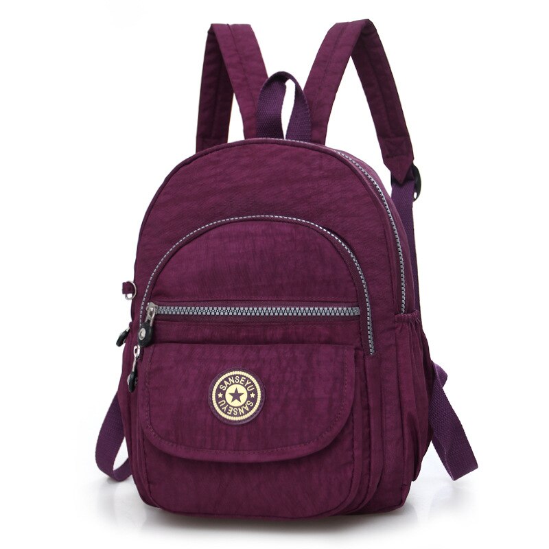 Mochila de nailon resistente al agua antirrobo para mujer, pequeña mochila informal de viaje de , mochilas de: plum