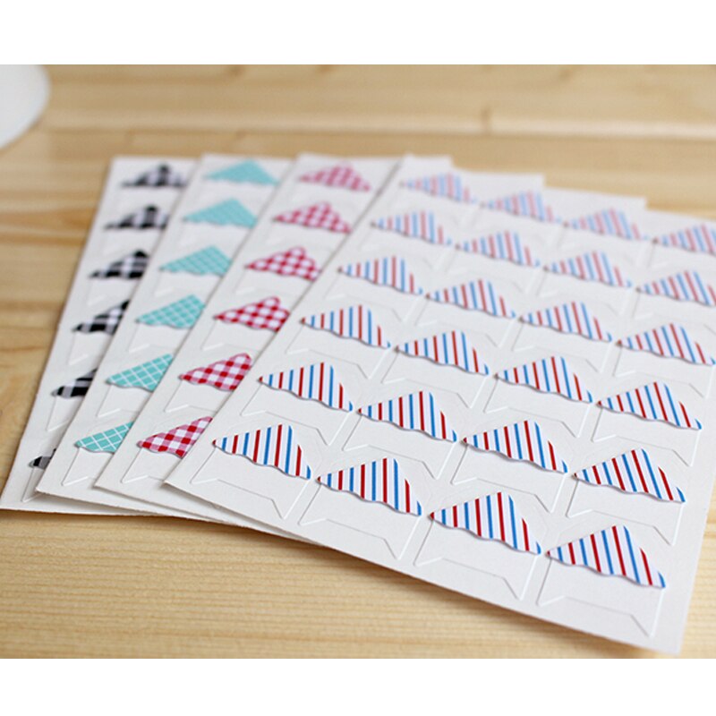 24 Pcs/Lot DIY Retro Plaid Stripes Corner Paper Stickers For Photo Album Fitting Handwork Frame Albums Decoration Scrapbooking