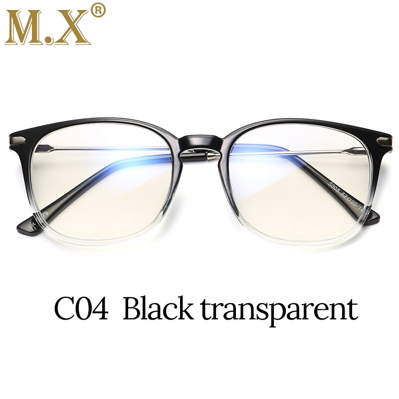 MX Brand TR90 Anti Blue Light Goggles Reading Glasses Protection Eyewear Titanium Frame Computer Gaming Glasses For Women Men: Black transparent