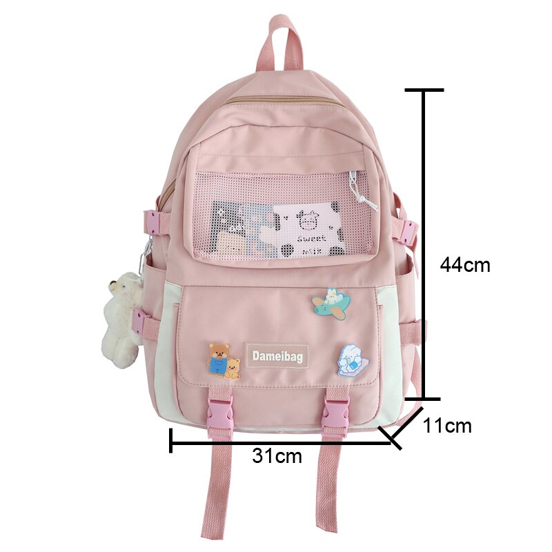 Nowe wiele kieszeni wodoodporny plecak nylonowy kobiet o dużej pojemności Kawaii tornister dla nastoletnich dziewczęca torba podróżna Mochila Bookbag