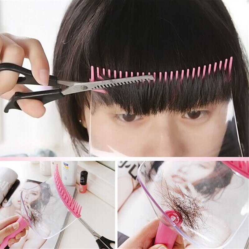 Tondeuse Fringe Cut Tool Transparant Roze Kam Diy Kapsel 2 In 1 Haar