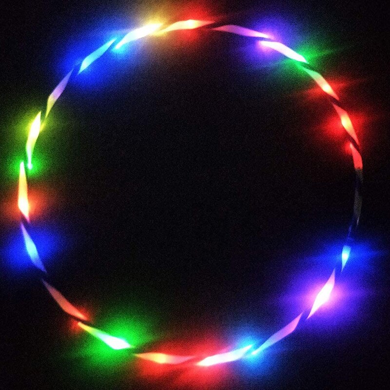 10 LED Lumières Colorées Cerceau De Gymnastique De Musculation Fitness Cerceau Amovible Rechargeable pour Enfants Adultes Diamètre 60cm