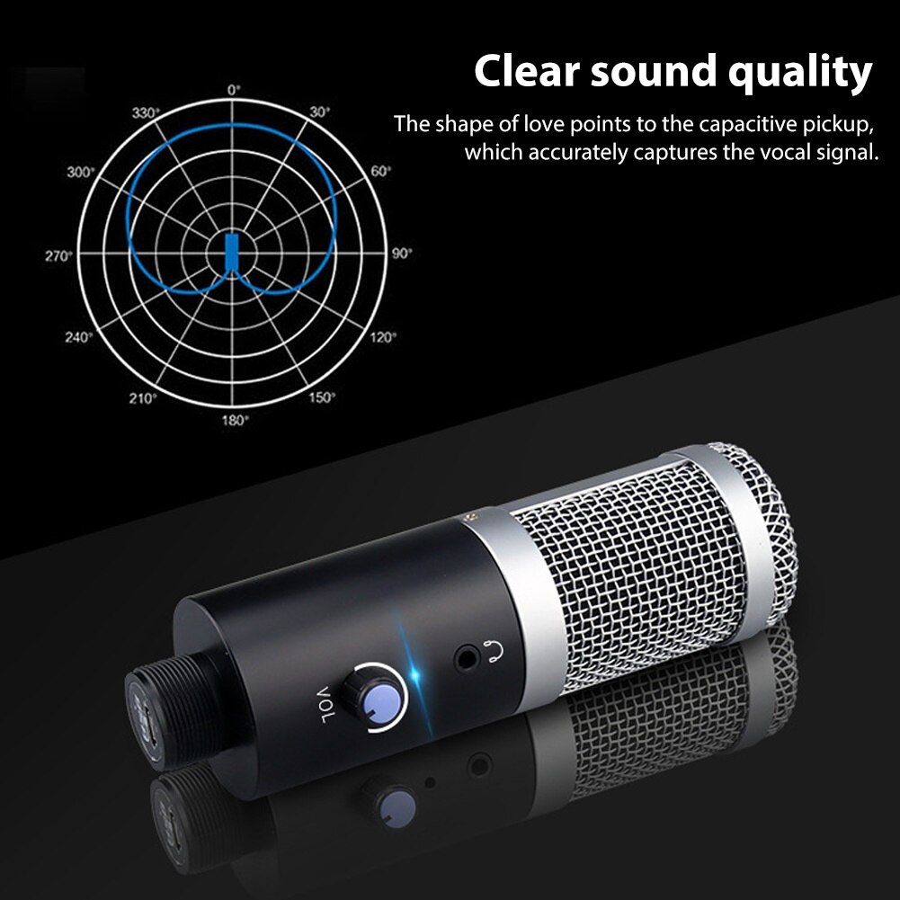USB Microphone Studio Recording Broadcast Mic with Tripod Stand for PC Computer Live broadcast