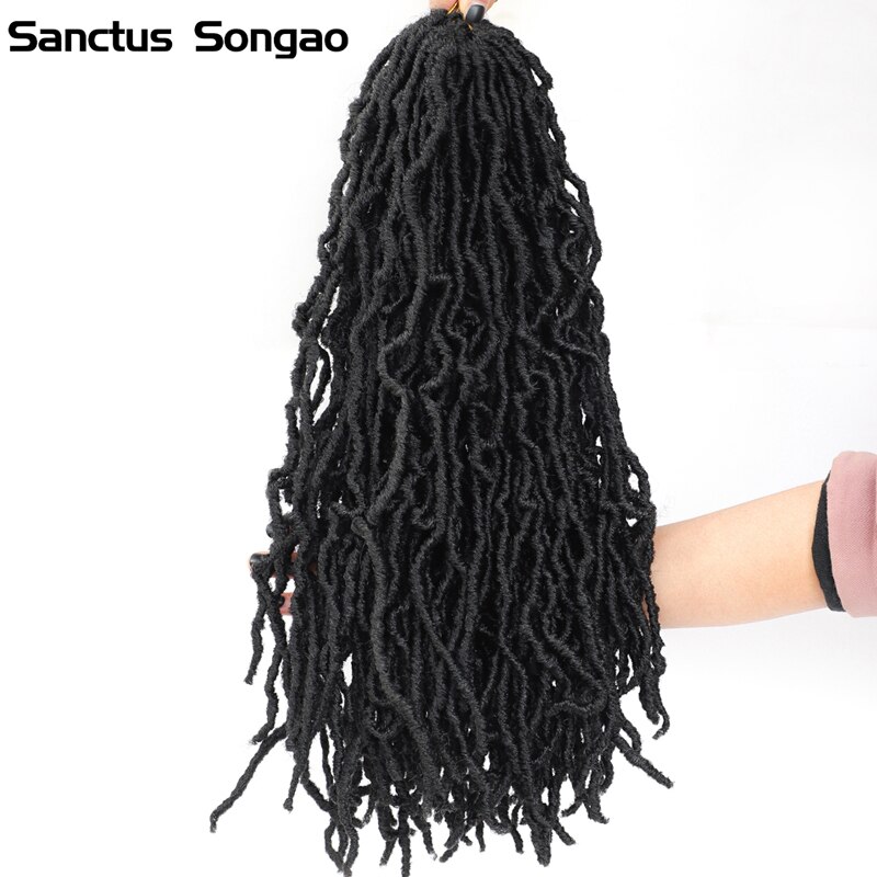Santus Songao Nu Locs Synthetic Crochet Braiding Hair 24' Soft Faux Locs Hook Braids Curly Dreadlock Braiding Hair