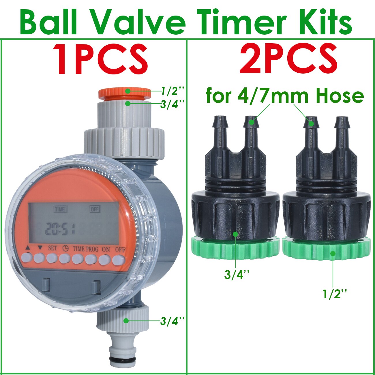 KESLA Ball Valve Irrigation Timer Automatic LCD Watering Electronic Water Tank Controller Irrigator for Home Garden Greenhouse: WHITE