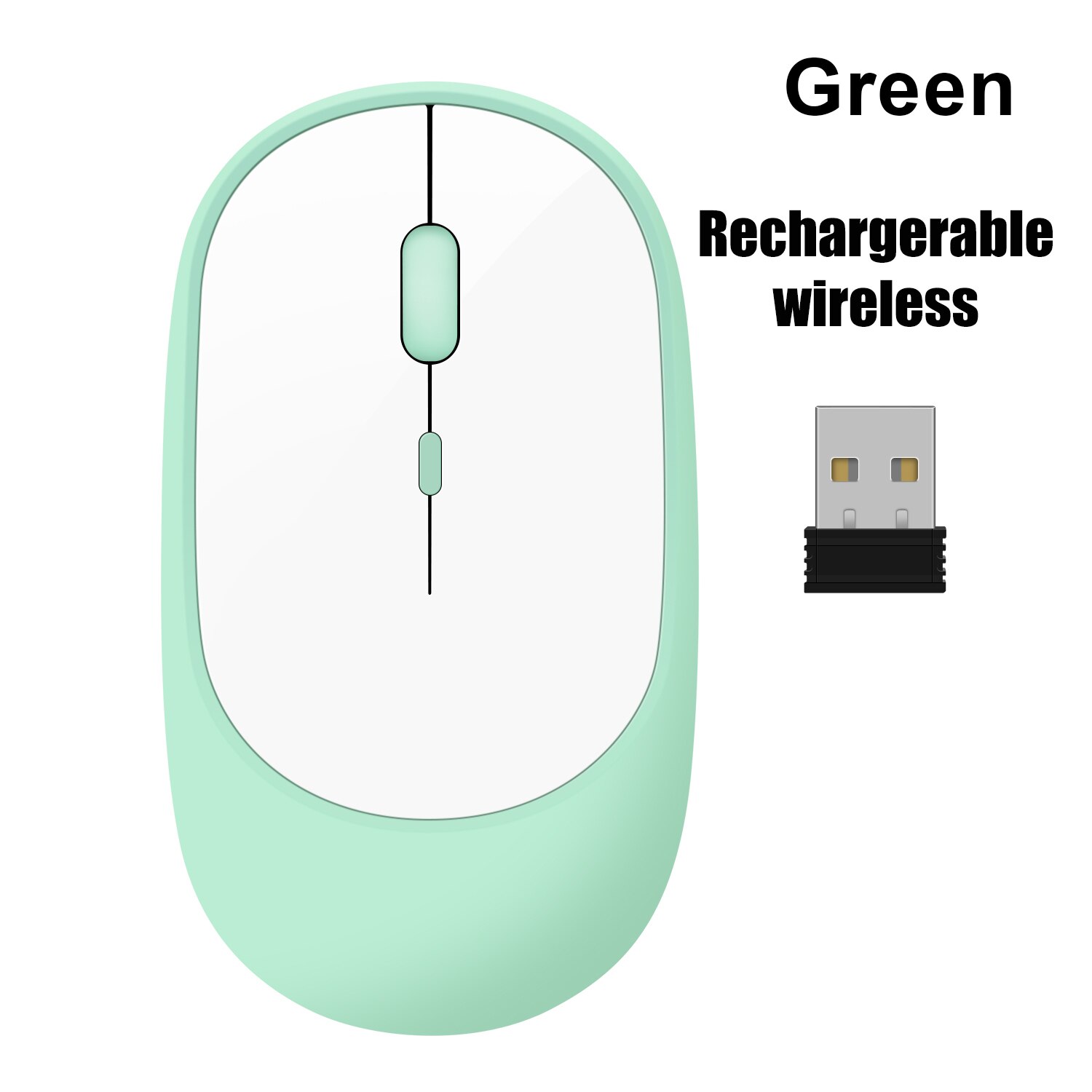 Bluetooth Mouse 2.4G Wireless Rechargeable Mouse Gaming Computer Charing Thin Portable 3 Adjustable DPI Mause for Mac iPad PC: Wireless Green