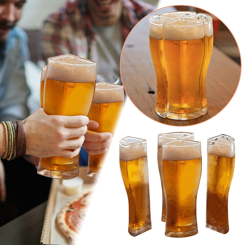 Super Schooner 4 Part Large Capacity Beer Glasses Mug Cup Separable Thick Beer Mug Glass Cup Transparent for Club Bar Party Home