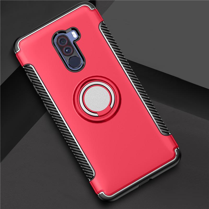 POCOPhone-funda protectora F1 con anillo magnético, funda a prueba de golpes de TPU + PC para Xiaomi POCO Phone F 1, funda para Pocophone F1: For Pocophone F1 / Red