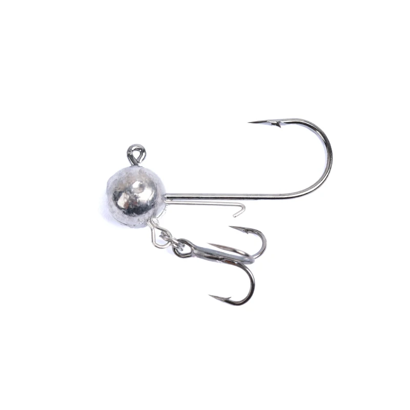 Hameçons Secondaires à Longue Tige, à Double Anneau, Boule Ronde, pour la Pêche au Ver Souple, DIY, 10 Pièces