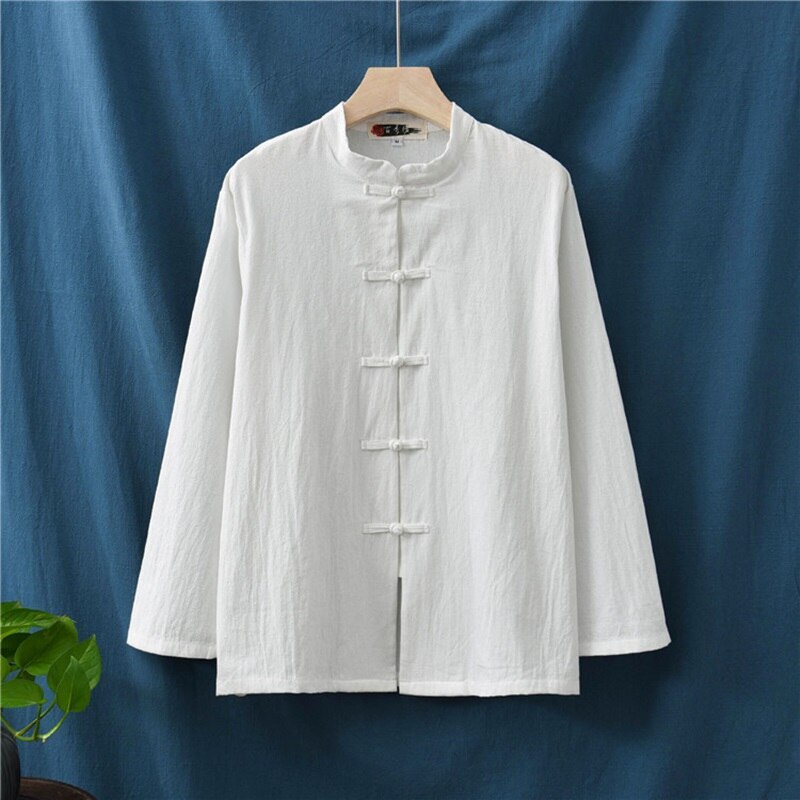Vrouwen Lange Mouw Herfst Chinese Stijl Overhemd Blouse Katoen Linnen Vintage Shirt Qigong Tai Chi Kleding V1997: 1 / M