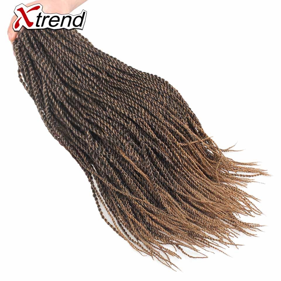 Xtrend senegalés giro Crochet trenza sintética extensiones de cabello 16 pulgadas 60 hilos por paquete Ombre negro marrón giros trenzas
