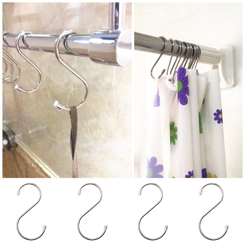 5PCS Stainless Steel S-shaped Hooks General Purpose Hook Durable And Firm Fixed Bracket Hanging Storage Tool