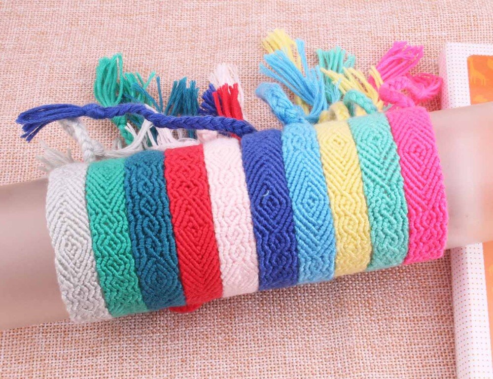 solid color wavy monochrome woven friendship bracelet green blue grey pink red embroidery thread macrame wrap bracelet femme kid