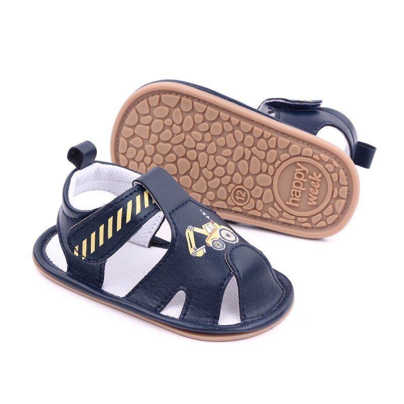 Baby Baby Sandalen Pasgeboren Baby Jongen Cartoon Pu Lederen Anti-Slip Sandalen Peuter Rubberen Zool Eerste Wandelaars Maat 0-24M