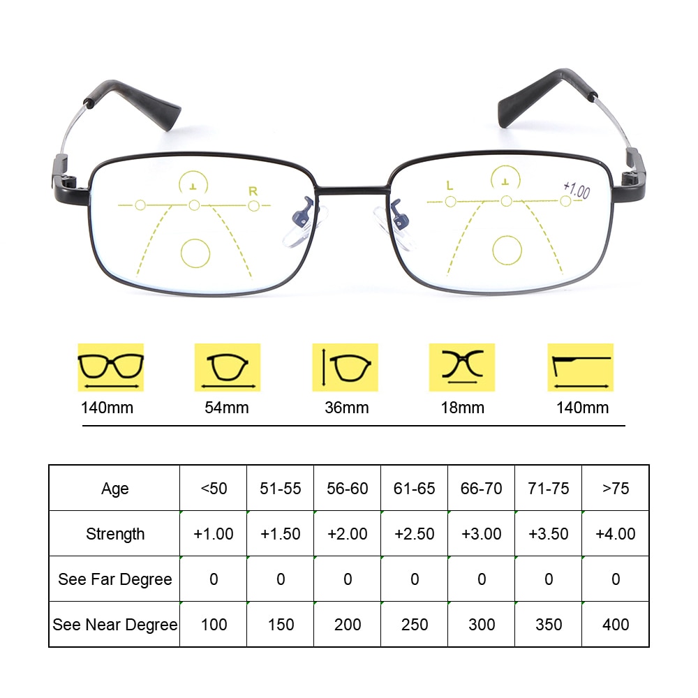 Unisex Blue Light Blocking Reading Glasses Progressive Multifocal Presbyopia Glasses Anti Glare Eye Strain Readers Eyeglasses