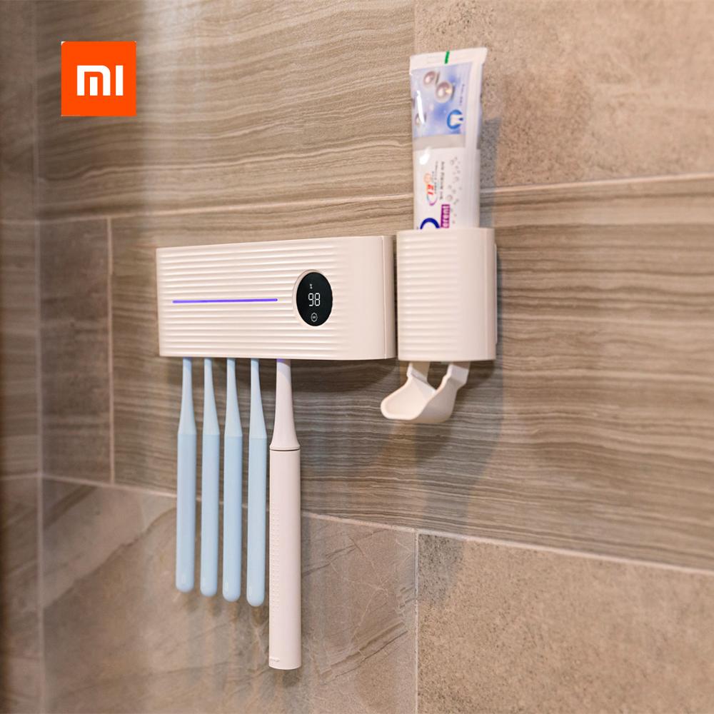 Xiaomi Mijia UVC Ultraviolet Sterilization Air-dry Toothbrush Holder Toothpaste Dispenser Rack Wall-mounted Bathroom Accessories
