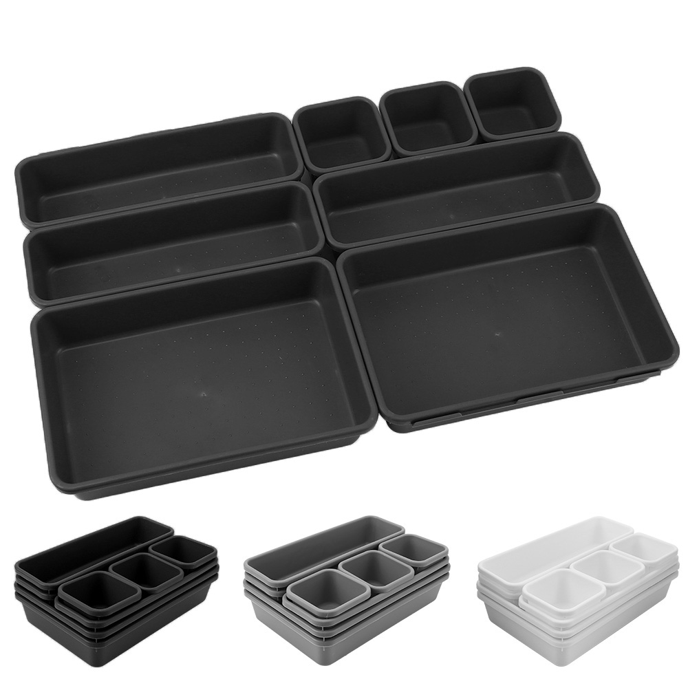 8 teil/satz Küche Badezimmer Lagerung Tabletts Kleinigkeiten Schmuck Halfter Schrank Abdeckung machen-hoch Organizer Kasten Lagerung Schublade Lagerung Kasten