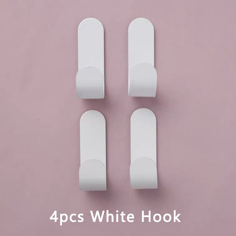 WV 4 Uds colgador de pared para ropa, gancho decorativo bonito y , ganchos para colgar en la pared, sin perforaciones, utensilio para pegar en la ropa: 4pcs White Hooks