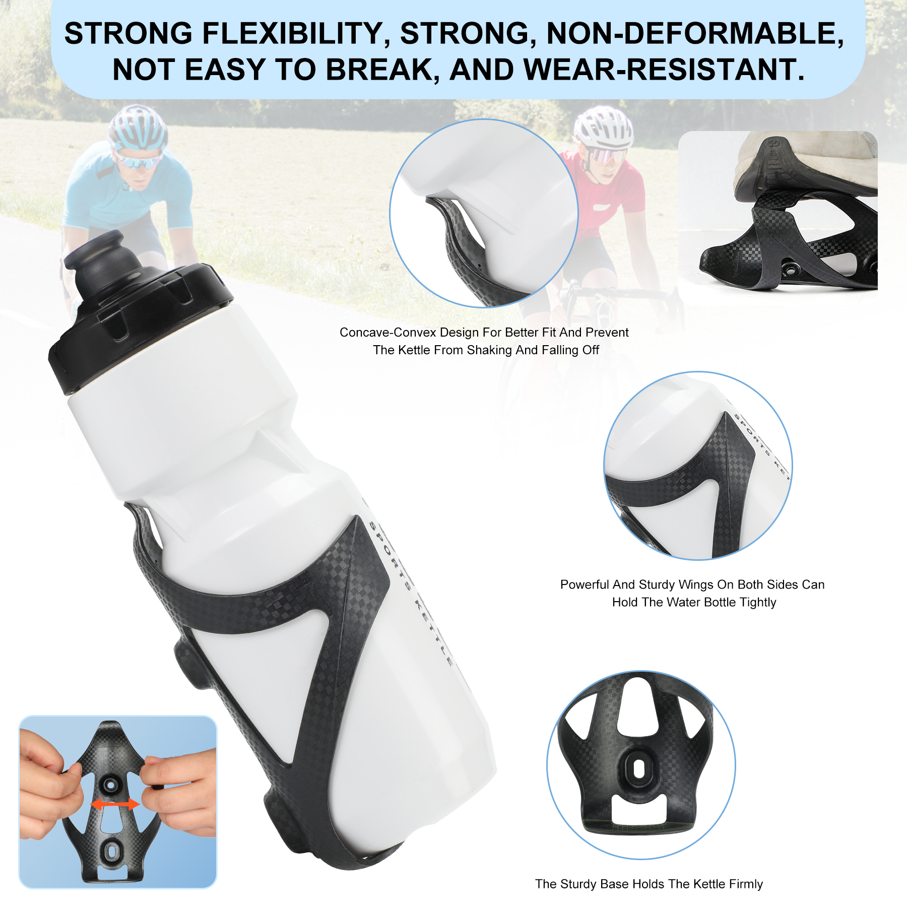 HUALONG Bike Water Bottle Holder Nylon Add Carbon Fiber Water Bottle Cage Road Bikes Mountain Bicycle Water Bottl Drink Cup Hold